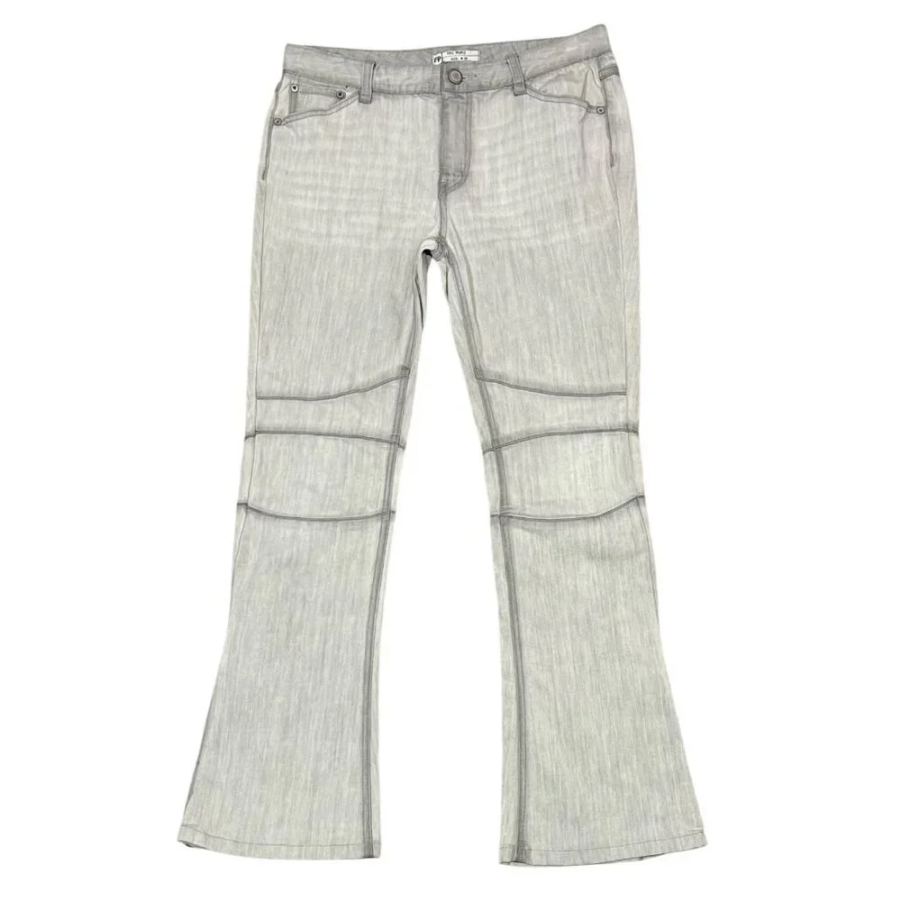 Free People Jeans Women Size 28 Gray Denim Flare Mid Rise Stretch